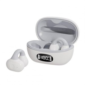 AX10 Open Ear Headphones Power Display Earphones 9D Stereo Sound Wireless Earphones For Workouts Running Cycling white gray  |   Bluetooth Earphones Bluetooth Earphones Bluetooth Earphones