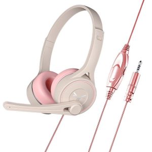 Lightweight Sy-g30 Universal Stereo Headset High-performance Noise Cancelling Ergonomic Design 3.5MM Wired Head-mounted Headphones Gray pink  |   Gaming Headsets Earphones & Speakers Gaming Headsets