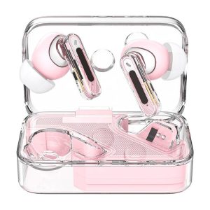 T5 Wireless Earbuds ANC ENC Noise Canceling Earphones In-Ear HiFi Stereo Sound Headphones With Transparent Charging Case Ultra Long Battery Life Earphones For Sports Hiking Working pink  |   Bluetooth Earphones Bluetooth Earphones Bluetooth Earphones